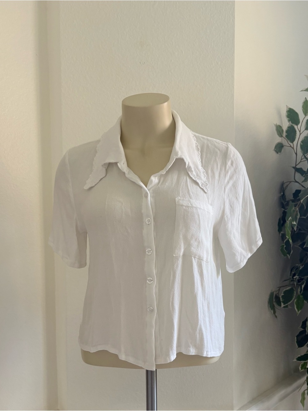 Classic White Button-Front Women’s Top
